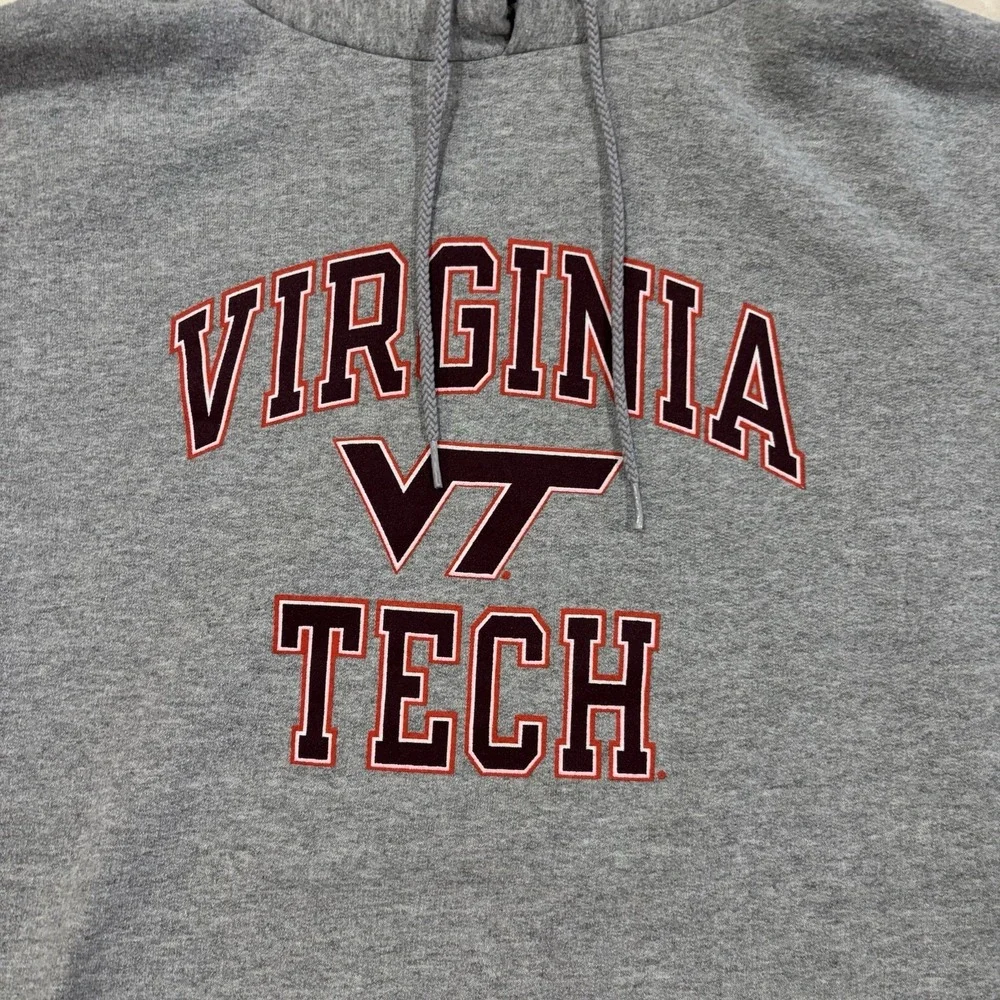 Vintage Virginia Tech Champion Hoodie Sweatshirt Men's Large College Y2K Gray